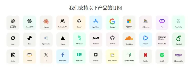 虚拟信用卡ai订阅支持的商家